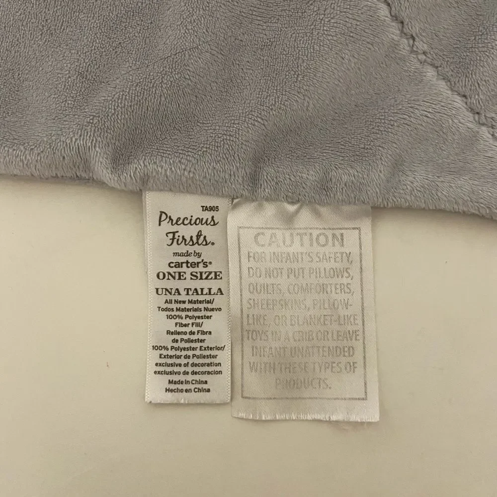 Precious Firsts Carter’s Gray Elephant Security Blanket Lovey Loved Rattle Stars